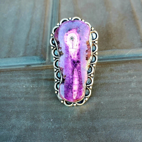 New Unique Purple Solar Quartz 925 Silver Ring. - Picture 14 of 16